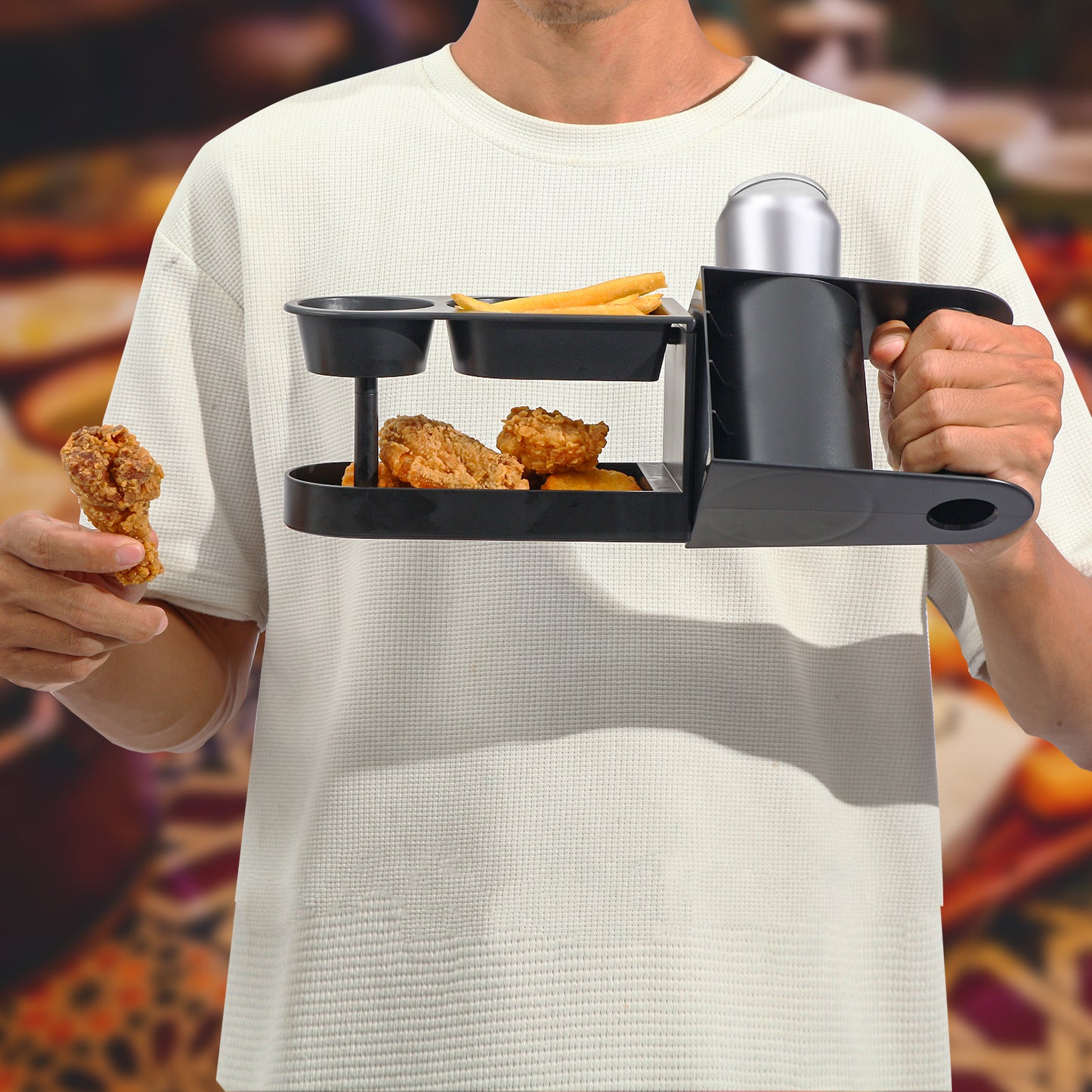 HEBEERNEW Snacks holder couch tray with can beer holder father day gift snacks container with drinks