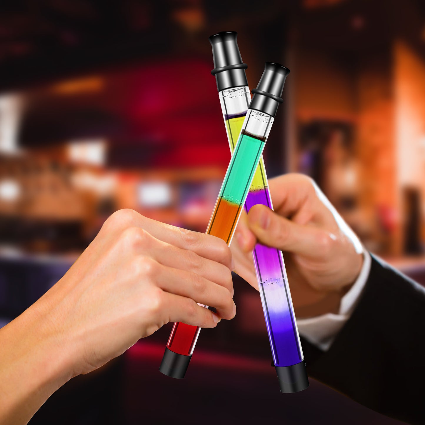 HEBEERNEW Portable take shots tube straw Shot Holder for Drinks Chasers 1OZ Black Shot Straw