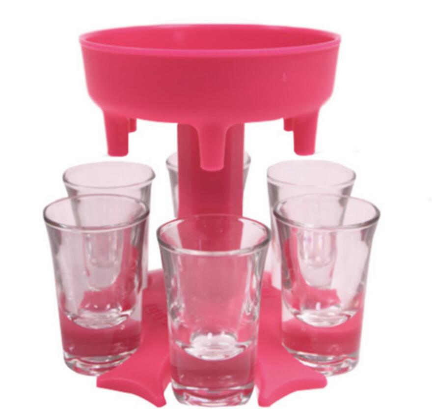HEBEERNEW Plastic 6 shot glass dispenser holder wine beverage home party gifts