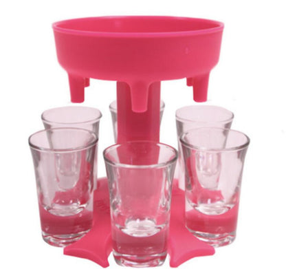 HEBEERNEW Plastic 6 shot glass dispenser holder wine beverage home party gifts