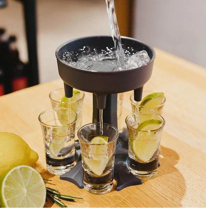HEBEERNEW Plastic 6 shot glass dispenser holder wine beverage home party gifts